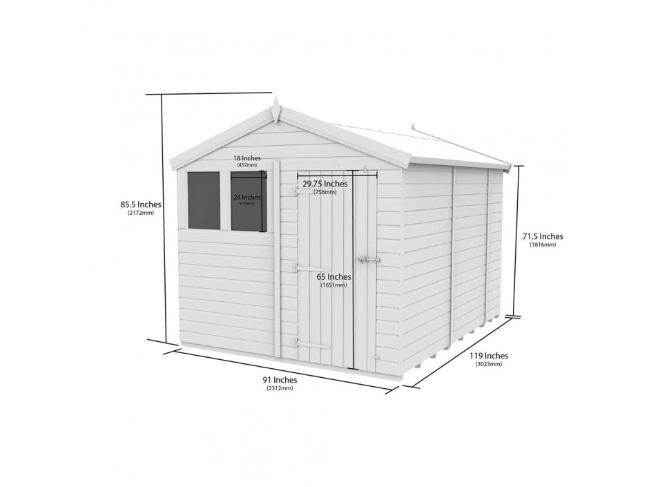 8 x 10 Apex Shed (Single Door, With Windows) - view 3