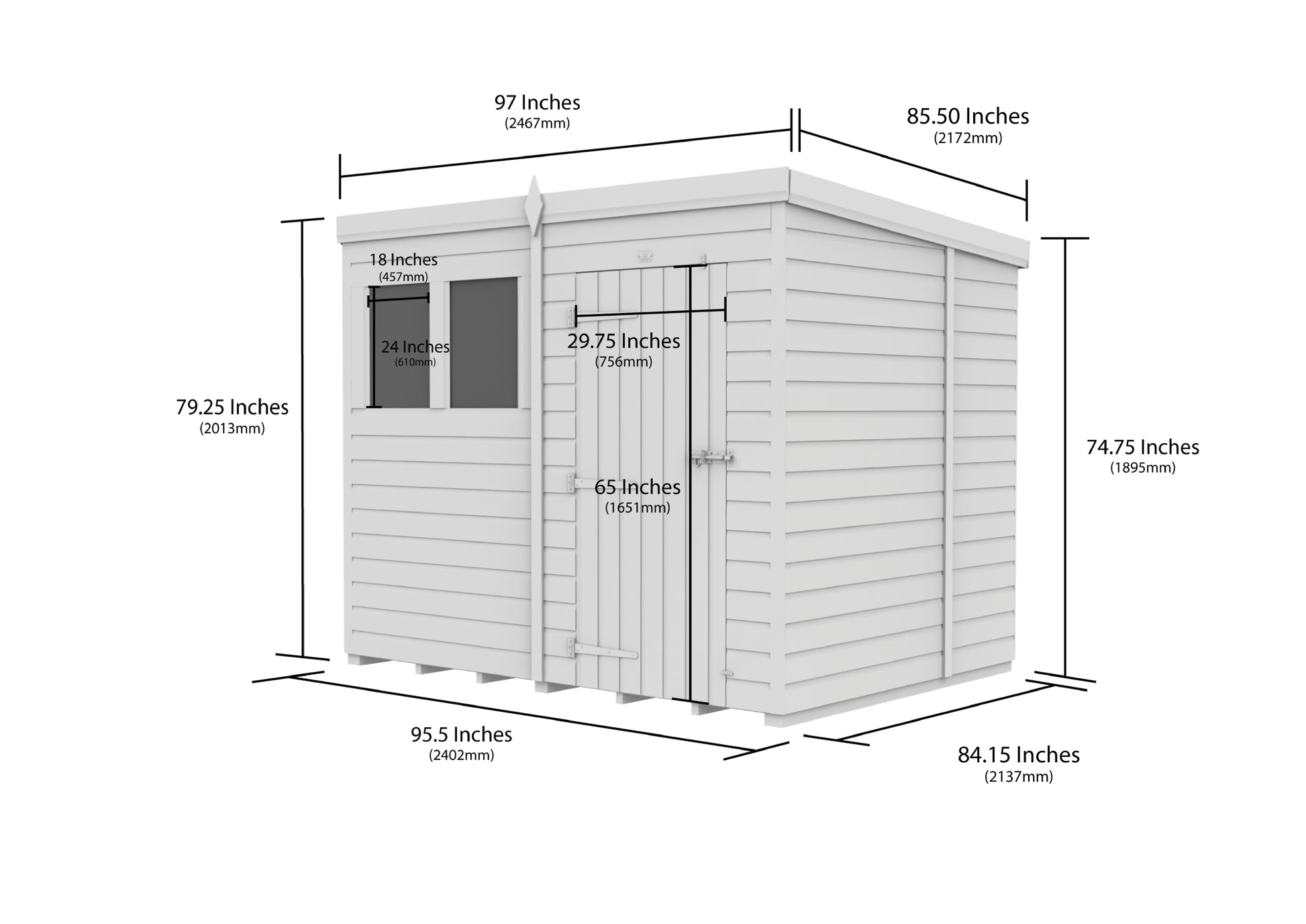 8 x 7 Security Pent Shed - view 6