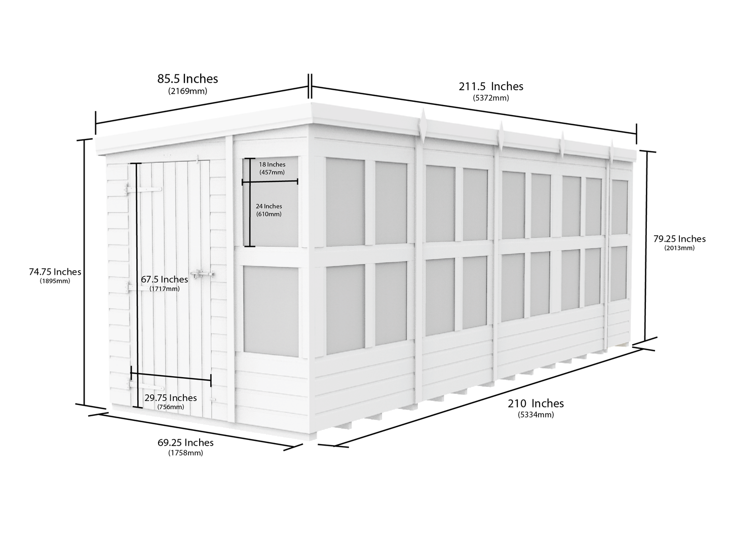 6 x 18 Pent Potting Shed - view 3