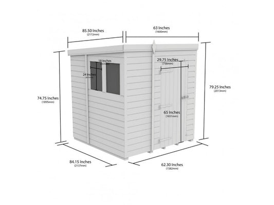 5 x 7 Pent Shed (Single Door, No Windows) - Pent Shed