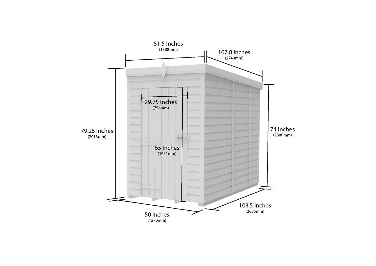 4 x 9 Pent Shed (Single Door, No Windows) - view 6