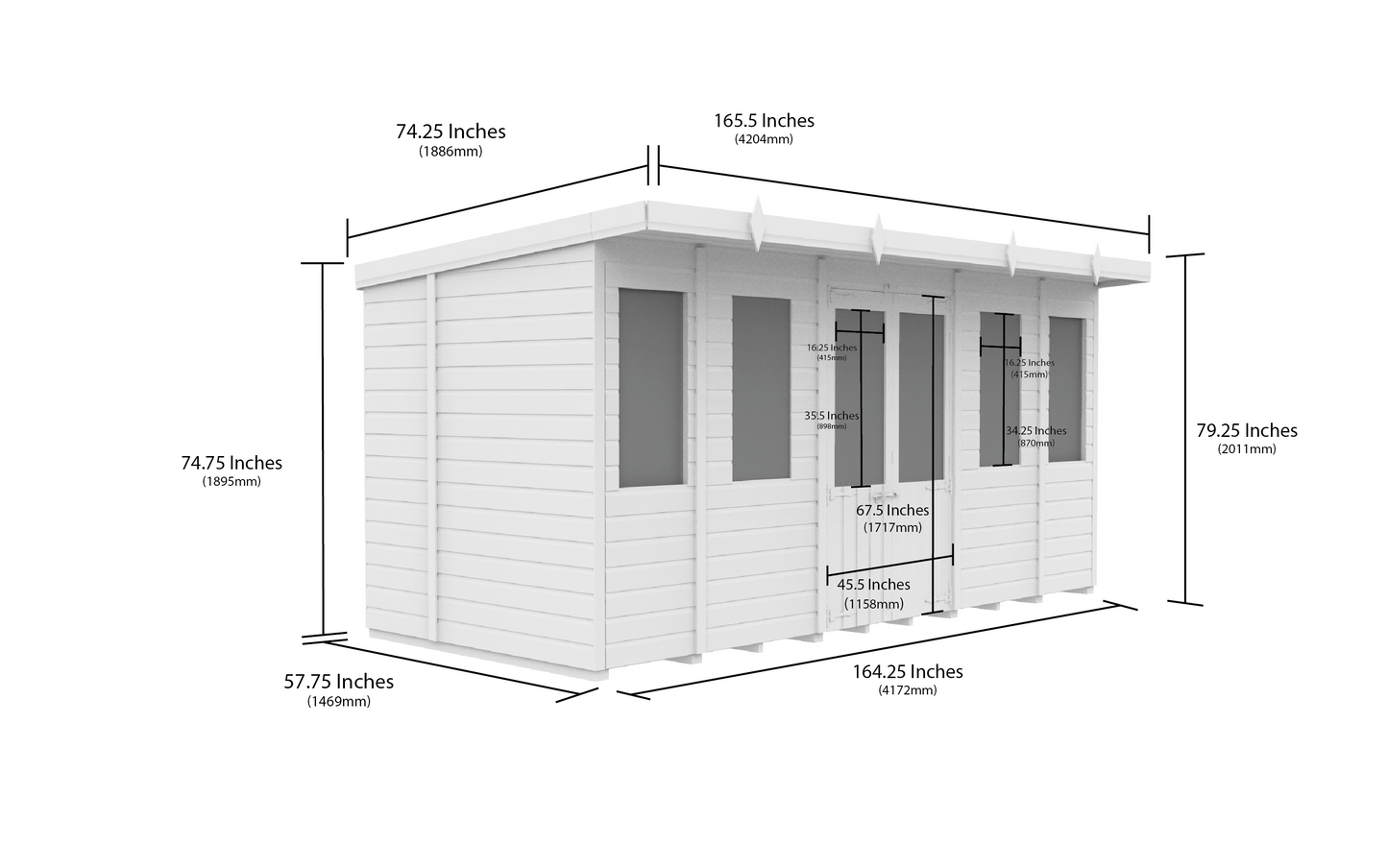 14 x 5 Pent Summer House - view 4