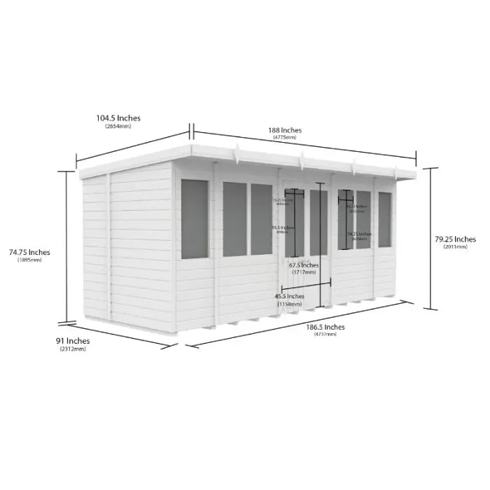 16 x 8 Pent Summer House - view 4