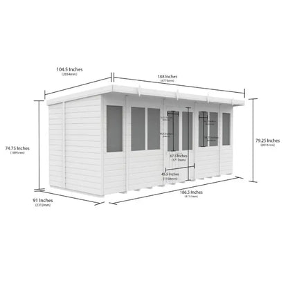 16 x 8 Pent Summer House - view 4