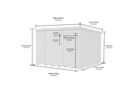 9 x 10 Pent Shed (Single Door, No Windows) - view 6