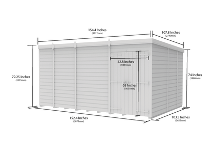 13 x 9 Pent Shed (Double Door, No Windows) - view 6