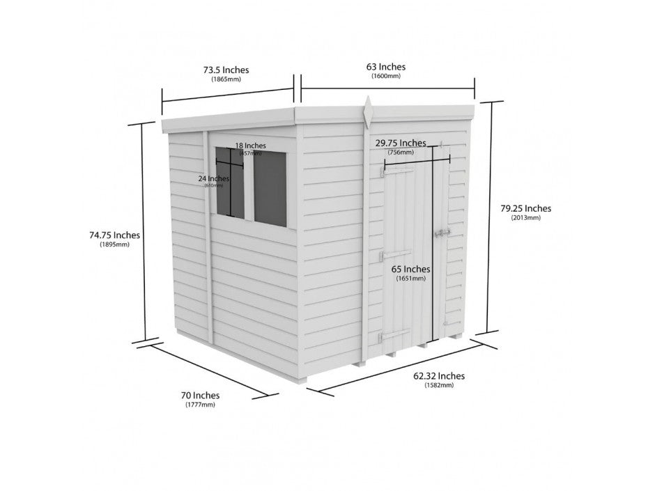 5 x 6 Pent Shed (Single Door, No Windows) - view 2