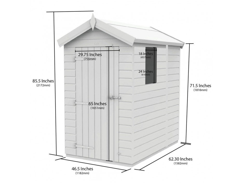 4 x 5 Apex Shed (Double Door, With Windows) - view 3