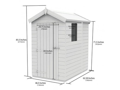 4 x 5 Apex Shed (Double Door, With Windows) - view 3