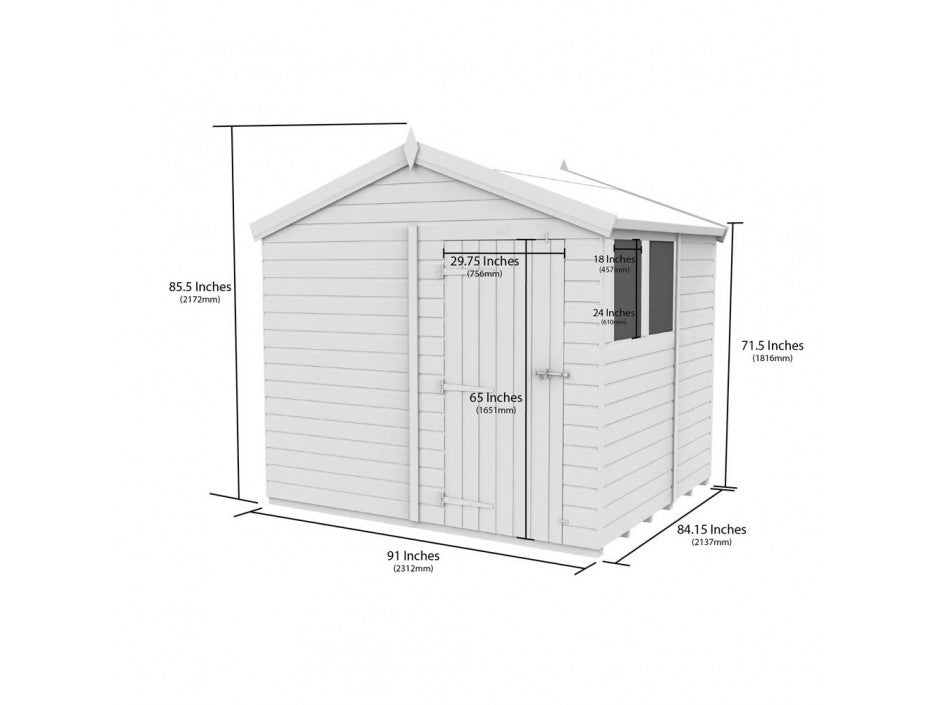 8 x 7 Apex Shed (Single Door, No Windows) - view 3