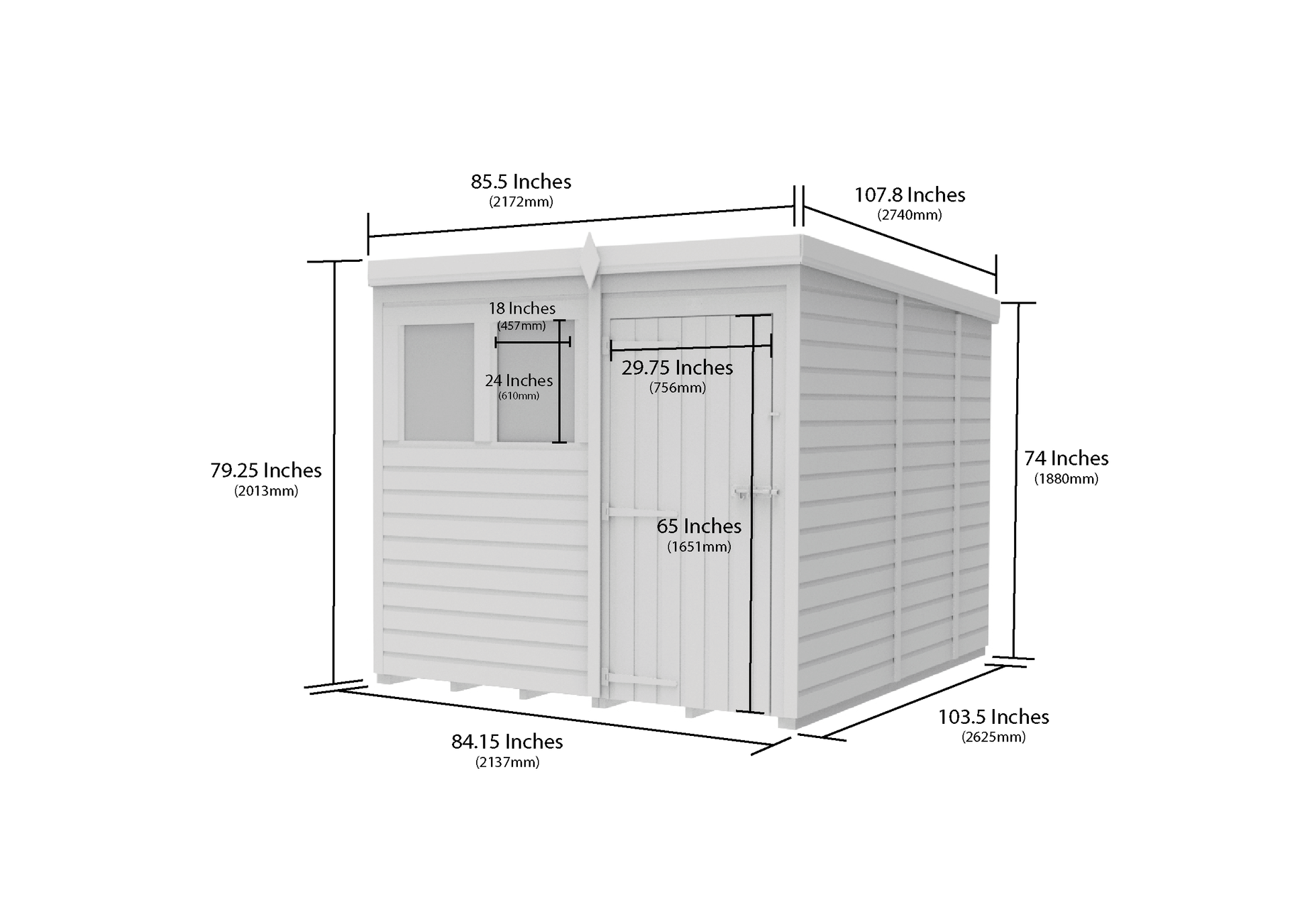 7 x 9 Pent Shed (Single Door, With Windows) - view 5