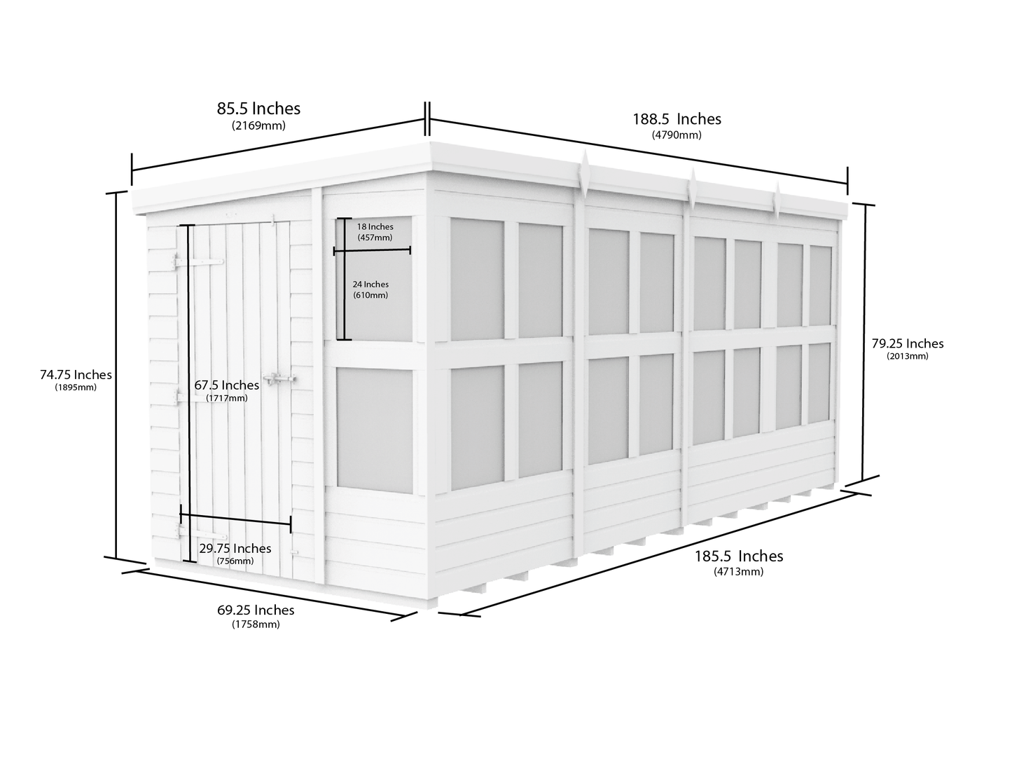 6 x 16 Pent Potting Shed - view 3