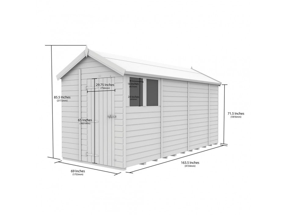 6 x 14 Apex Shed (Double Door, With Windows) - view 4