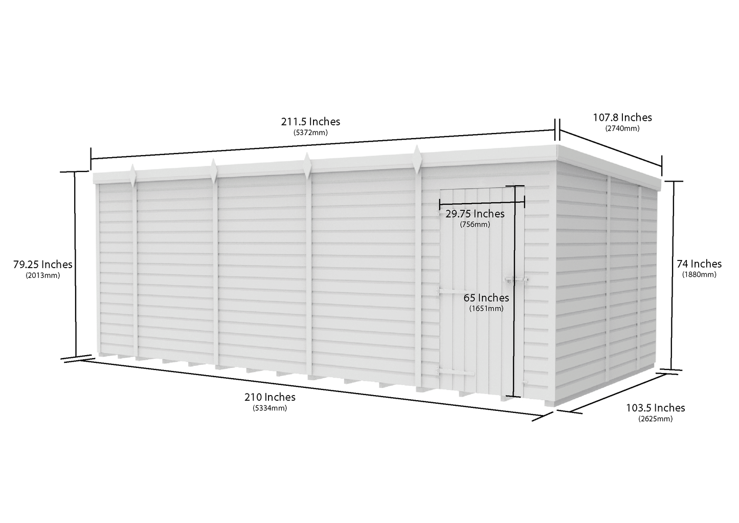 18 x 9 Pent Shed (Single Door, No Windows) - view 4