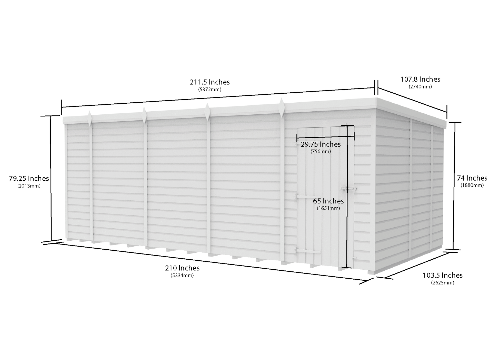18 x 9 Pent Shed (Single Door, No Windows) - view 4