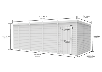 18 x 9 Pent Shed (Single Door, No Windows) - view 4