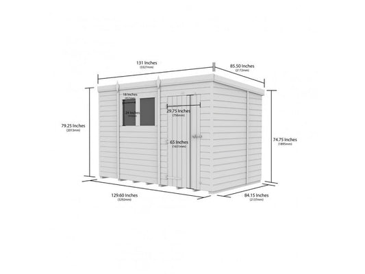 11 x 7 Pent Shed (Single Door, No Windows) - Pent Shed