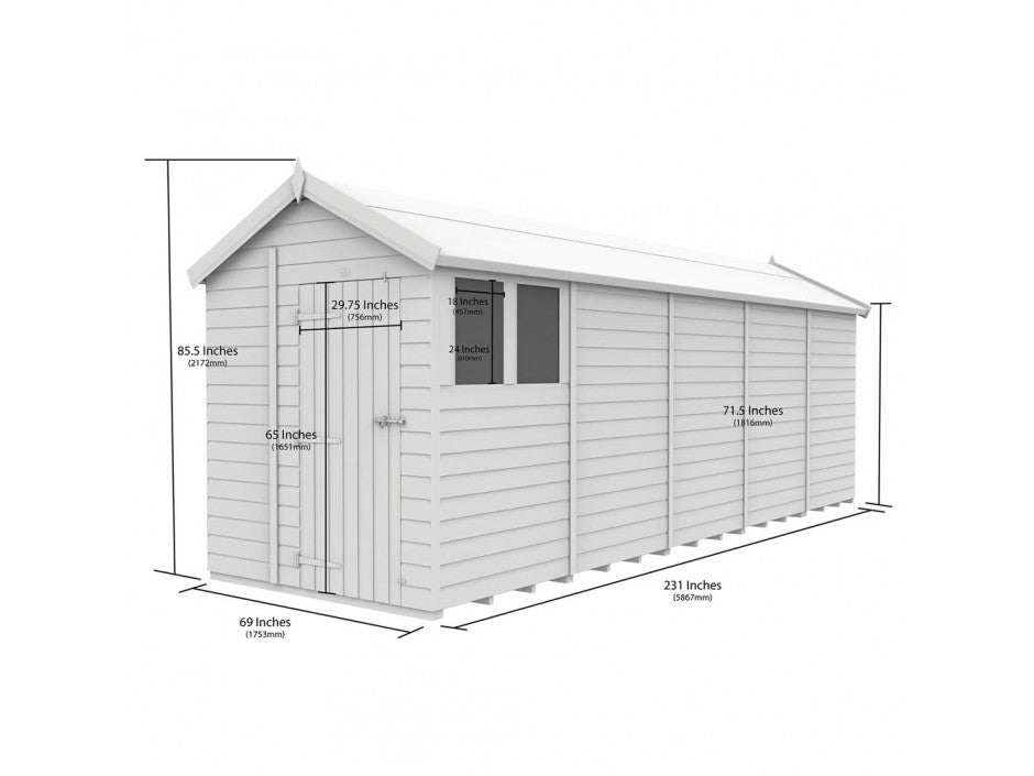 6 x 20 Apex Shed (Double Door, With Windows) - view 6