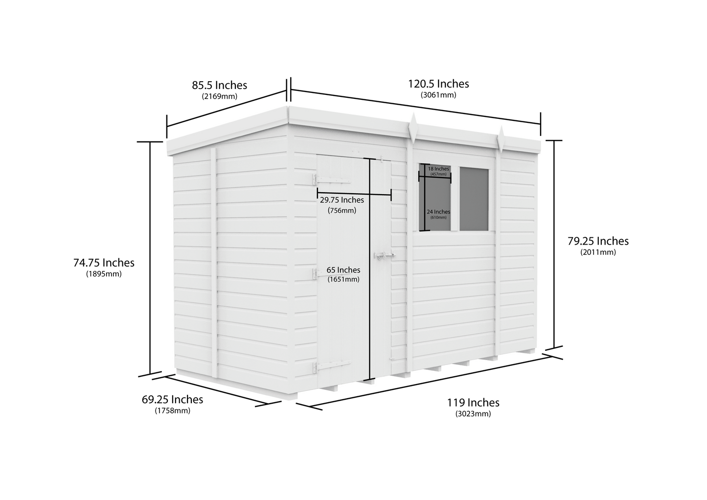 10 x 5 Security Pent Shed - view 2