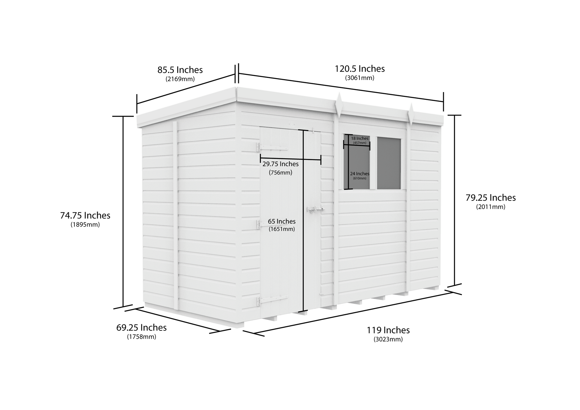 10 x 5 Security Pent Shed - view 2