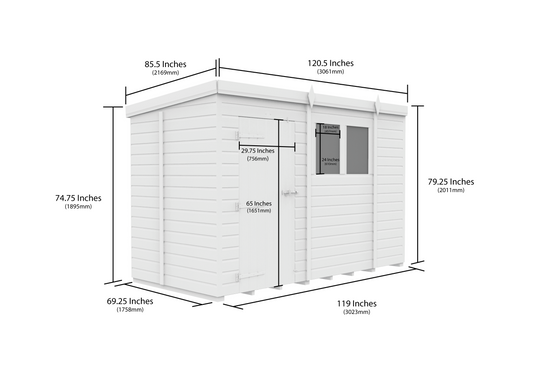 10 x 5 Security Pent Shed - view 2