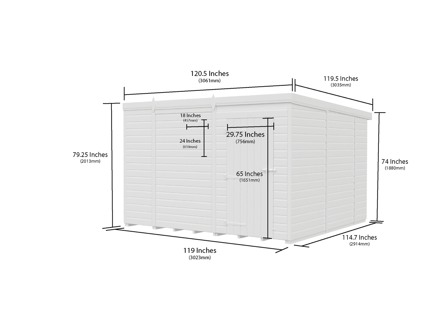 10 x 10 Pent Shed (Single Door, No Windows) - view 6