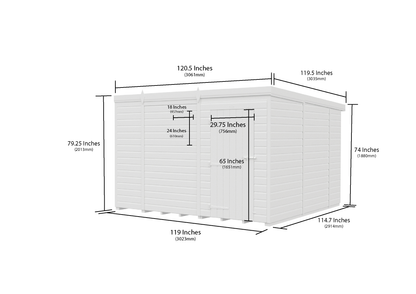 10 x 10 Pent Shed (Single Door, No Windows) - view 6