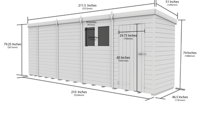 18 x 4 Pent Shed (Single Door, With Windows) - view 3