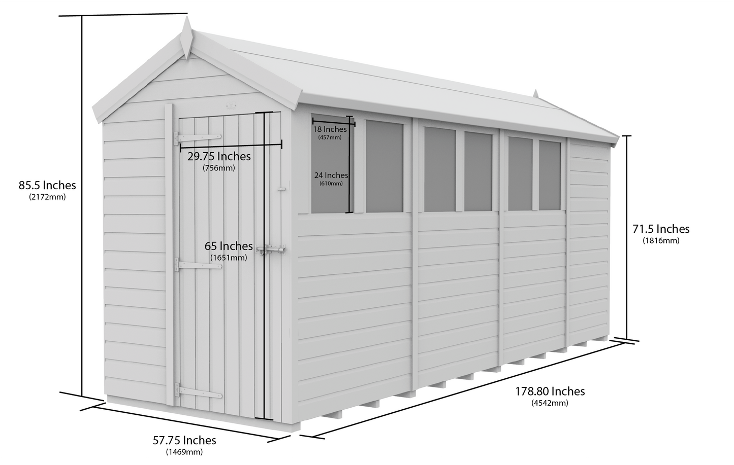 5 x 15 Apex Security Shed - view 5