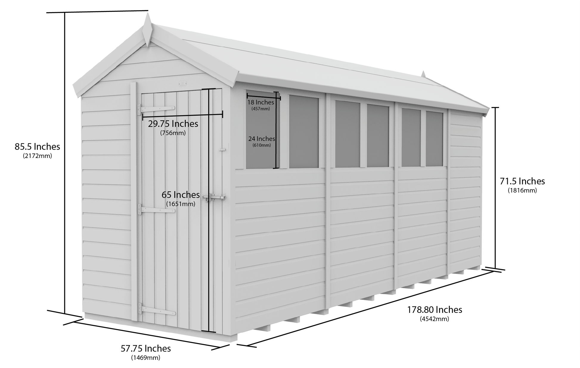 5 x 15 Apex Security Shed - view 5
