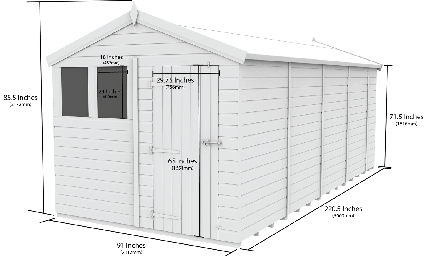 8 x 19 Apex Security Shed - view 2