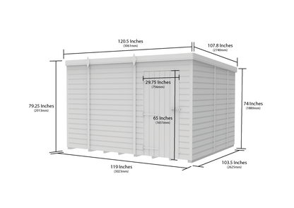 10 x 9 Pent Shed (Single Door, No Windows) - Pent Shed