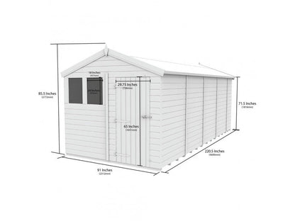 8 x 19 Apex Shed (Double Door, No Windows) - view 3
