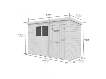 11 x 4 Pent Shed (Double Door, No Windows) - view 3