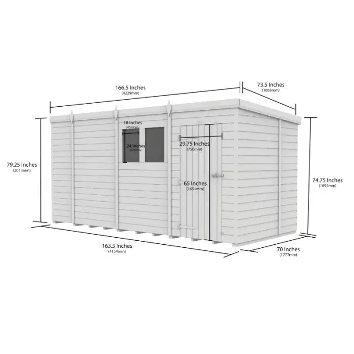 14 x 6 Pent Shed (Single Door, No Windows) - view 5