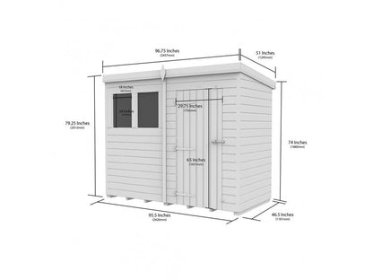 8 x 4 Pent Shed (Double Door, No Windows) - view 2