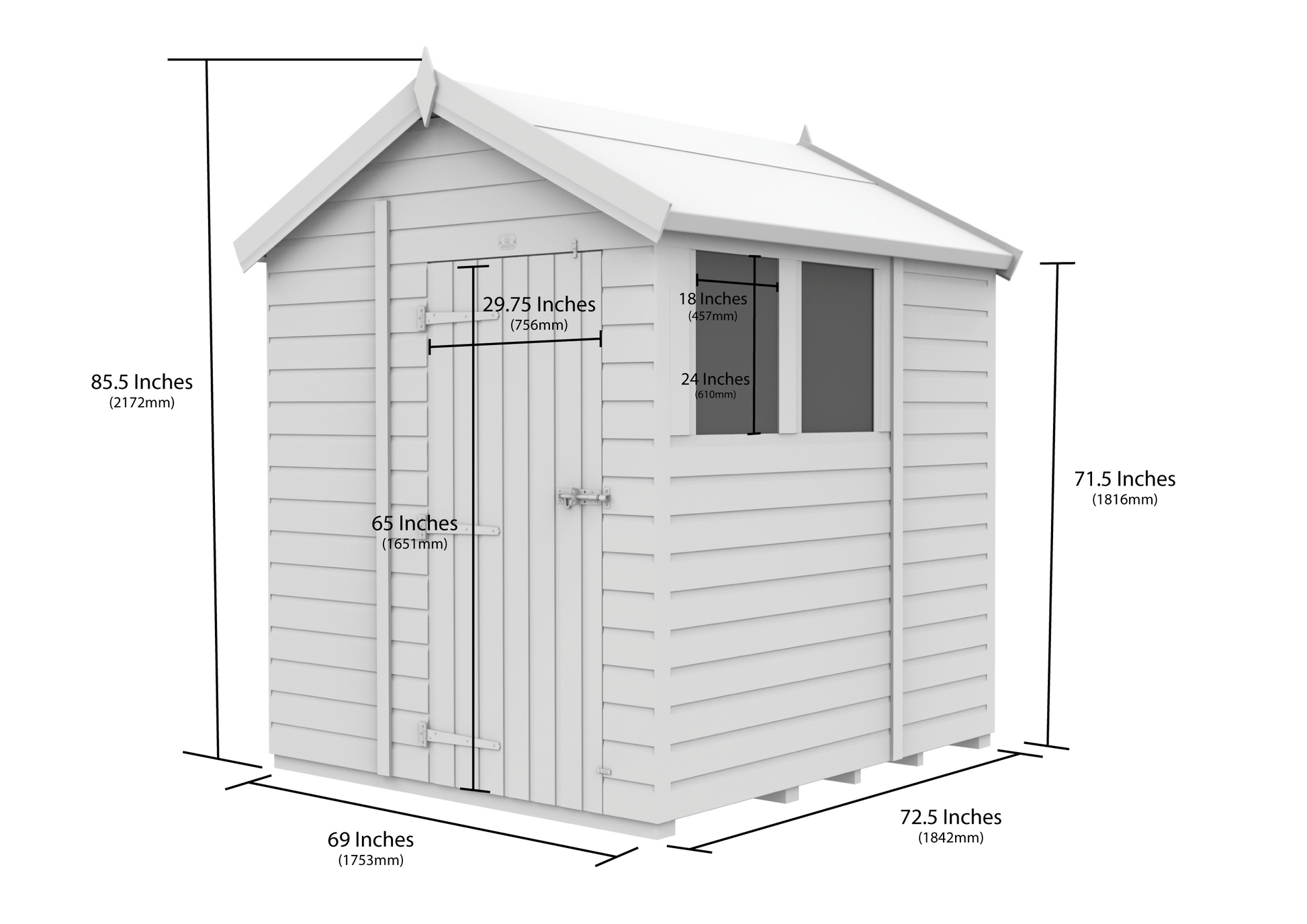 6 x 6 Apex Shed (Single Door, With Windows) - view 4