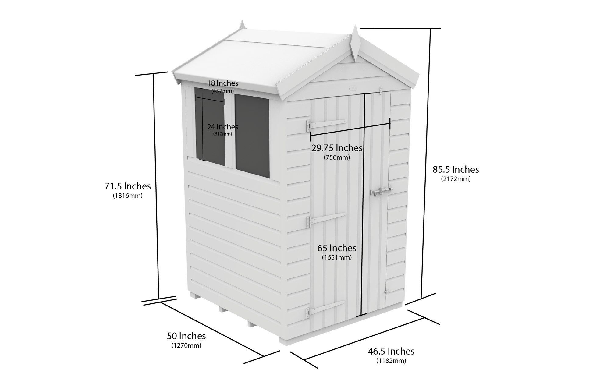 4 x 4 Apex Shed (Single Door, No Windows) - view 5