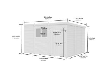 11 x 10 Pent Shed (Double Door, No Windows) - view 6