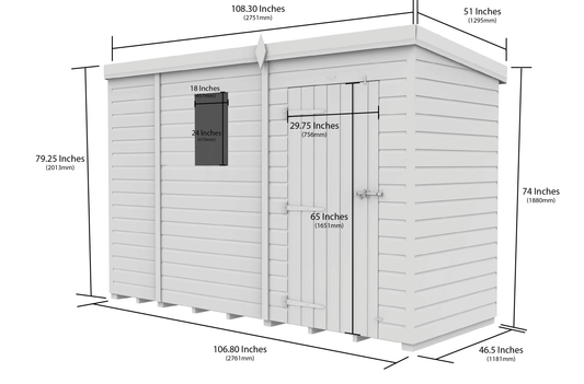 9 x 4 Security Pent Shed - Security Pent Shed