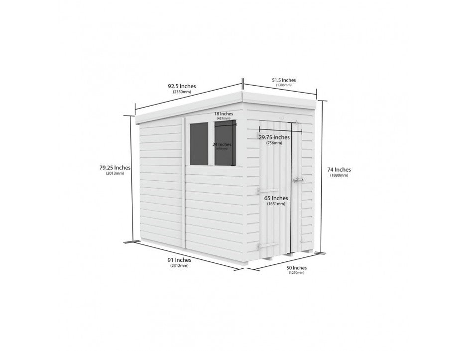 4 x 8 Pent Shed (Double Door, No Windows) - view 2