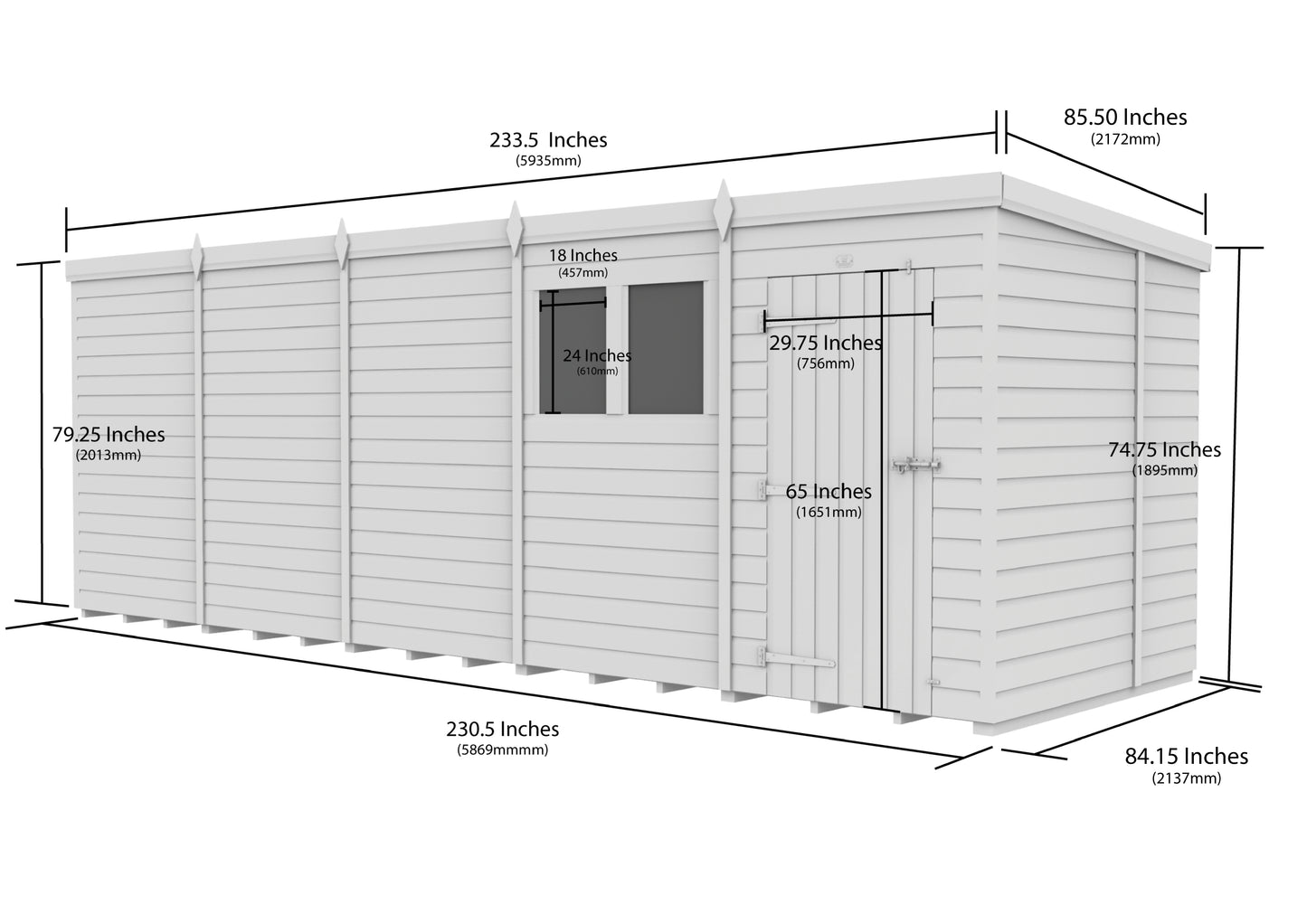 20 x 7 Security Pent Shed - view 6