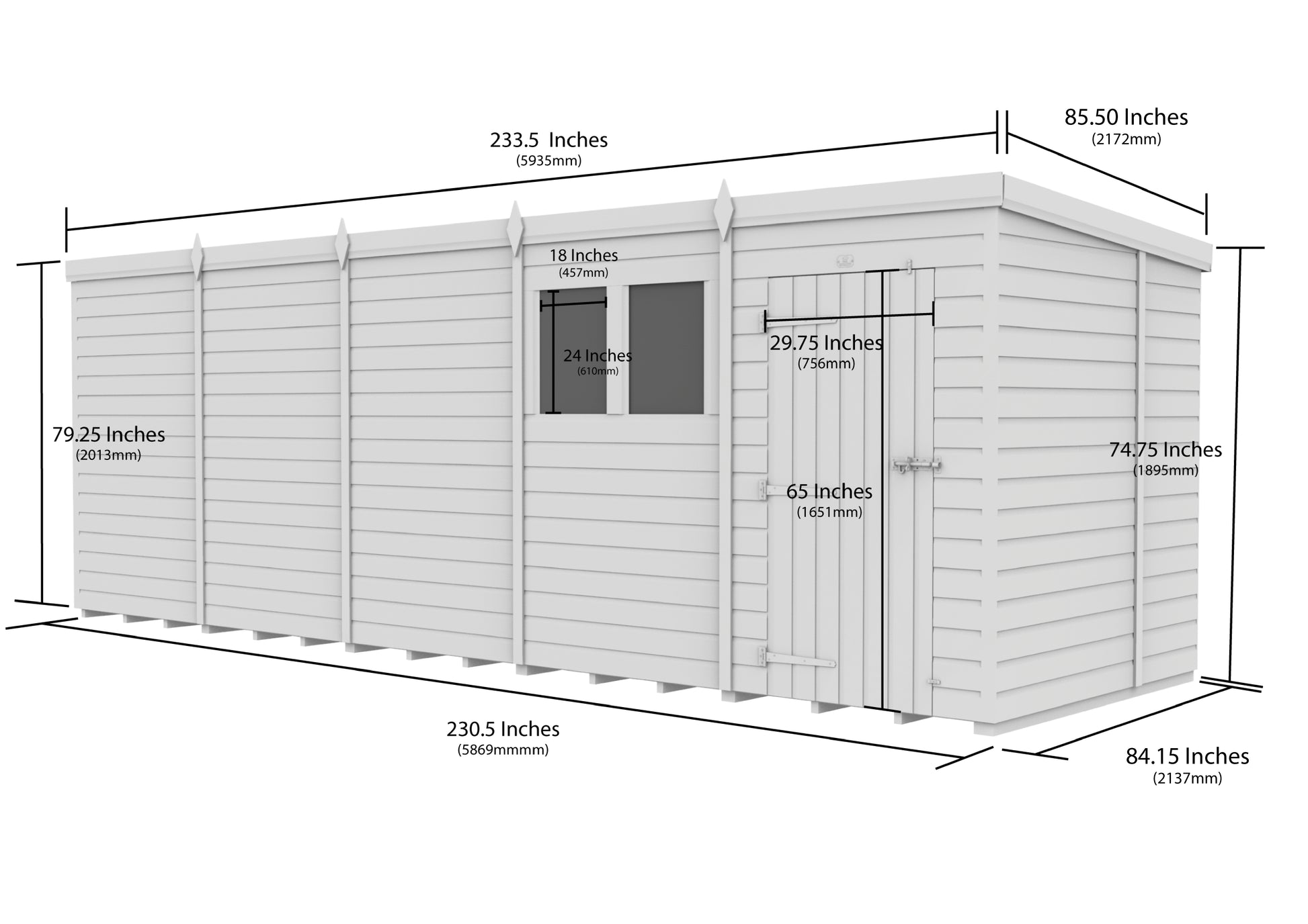 20 x 7 Security Pent Shed - view 6