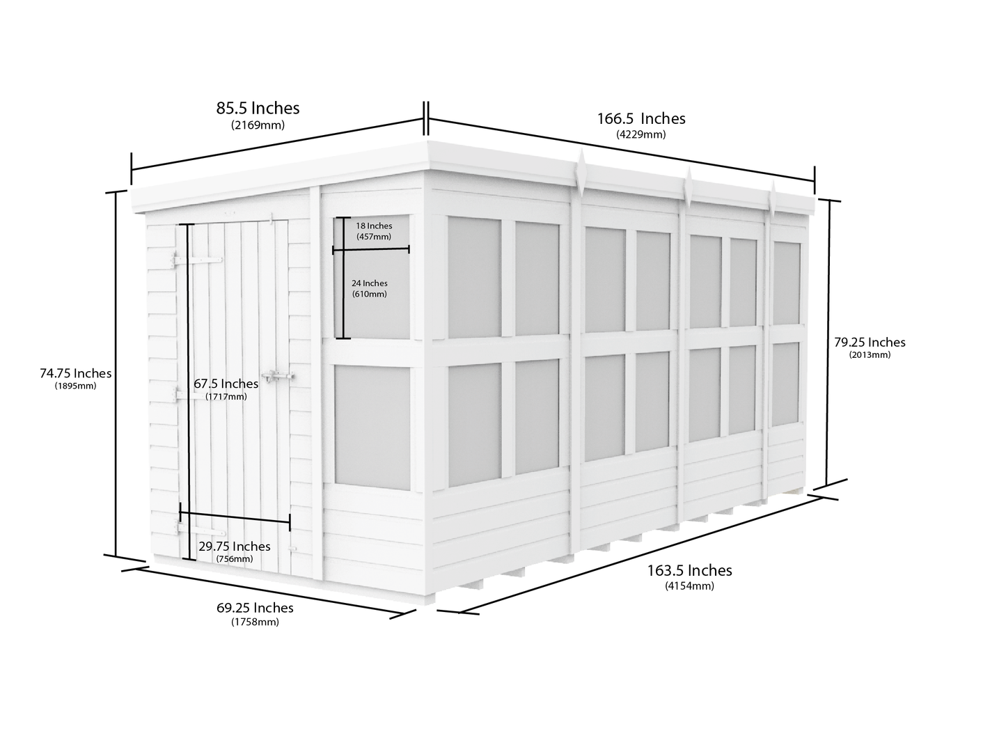 6 x 14 Pent Potting Shed - view 3