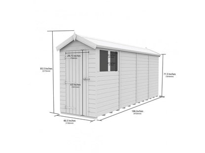 4 x 16 Apex Shed (Single Door, No Windows) - view 3
