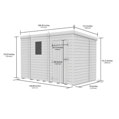 9 x 6 Pent Shed (Single Door, No Windows) - view 3