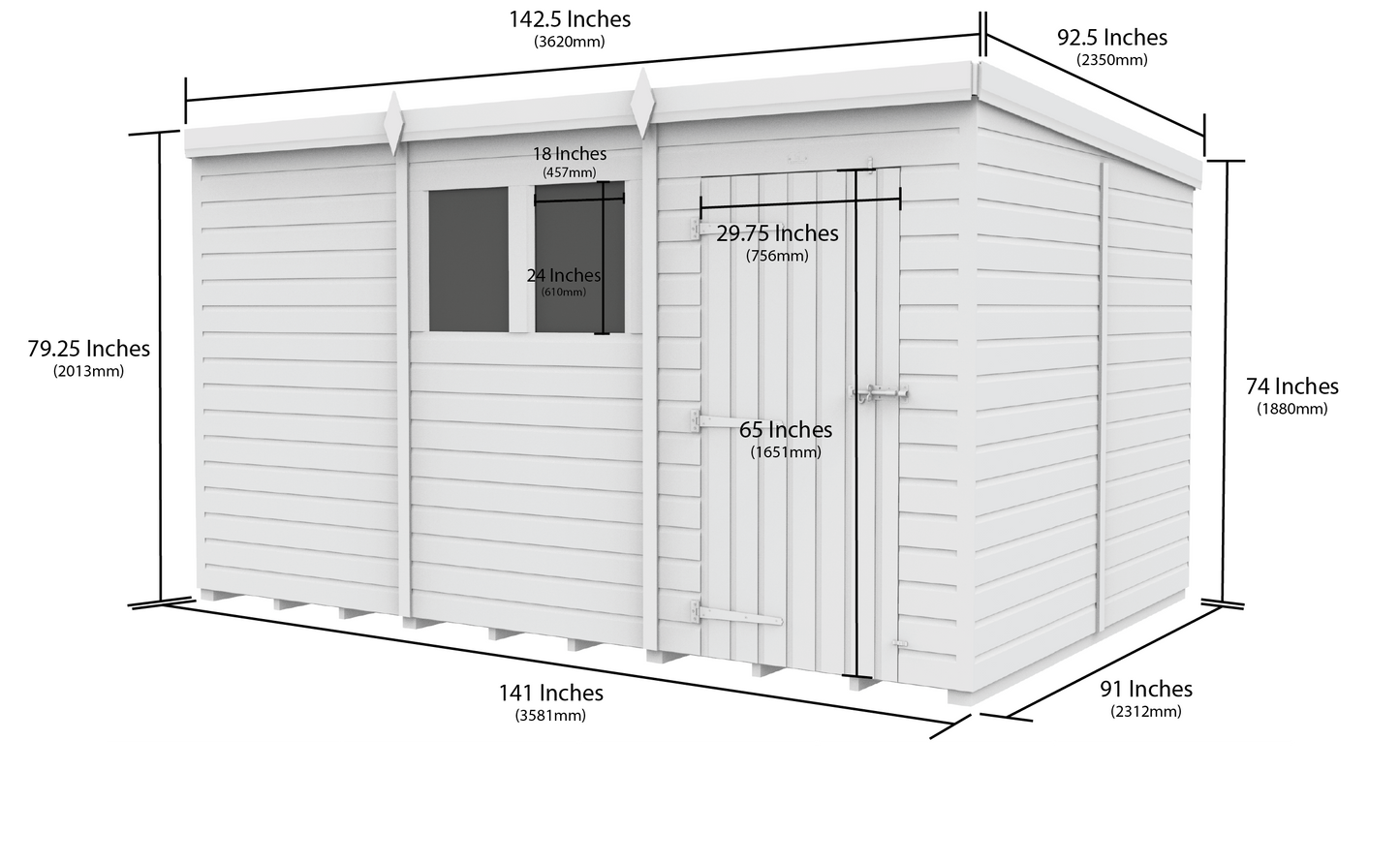 12 x 8 Security Pent Shed - view 5