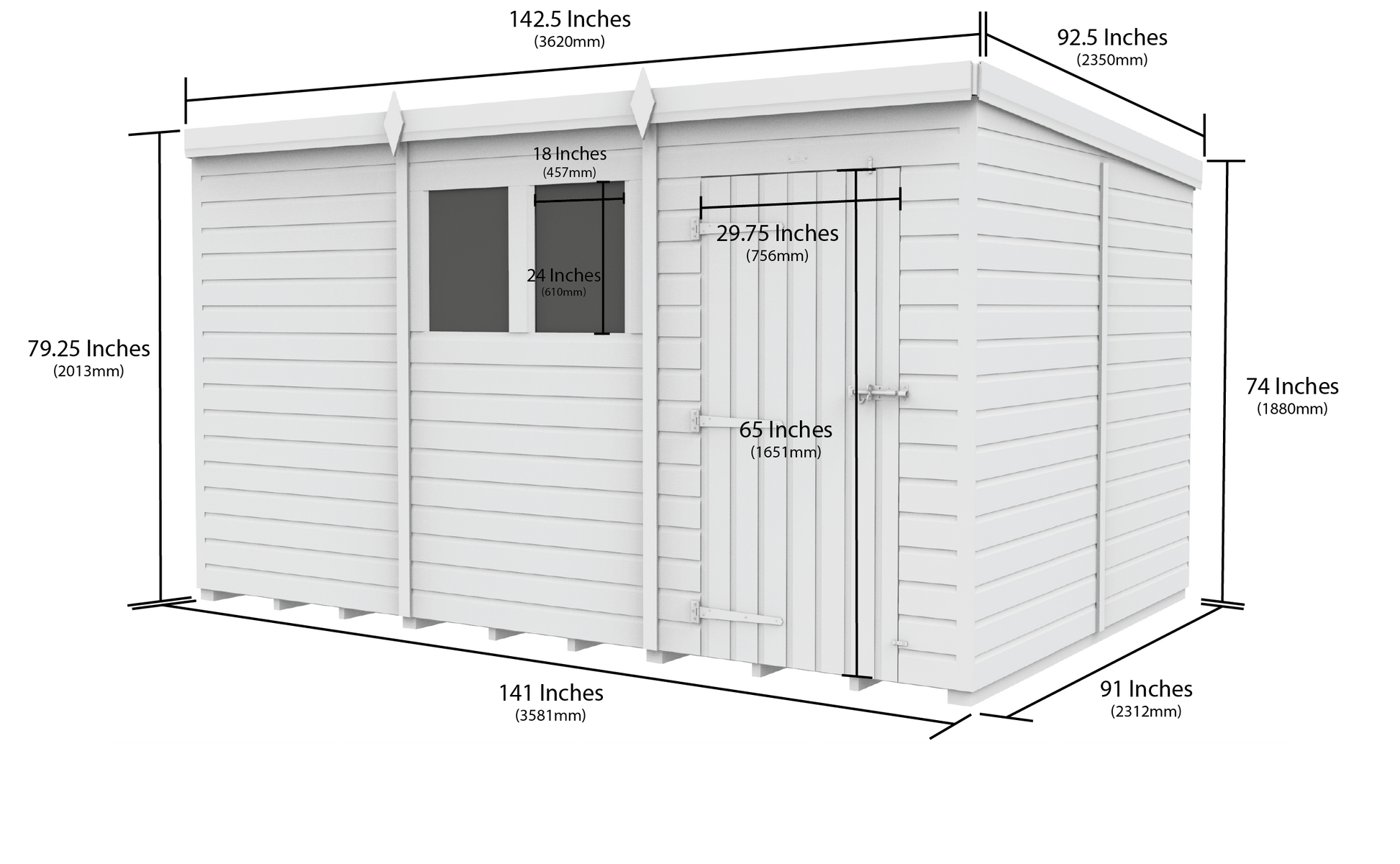 12 x 8 Security Pent Shed - view 5