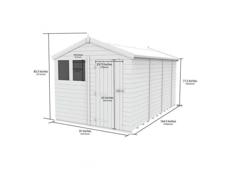 8 x 14 Apex Shed (Double Door, With Windows) - view 4