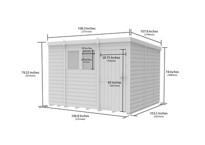 9 x 9 Pent Shed (Double Door, With Windows) - view 6